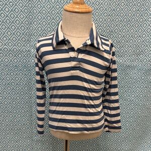 Kickee Pants Navy and Cream Striped Polo